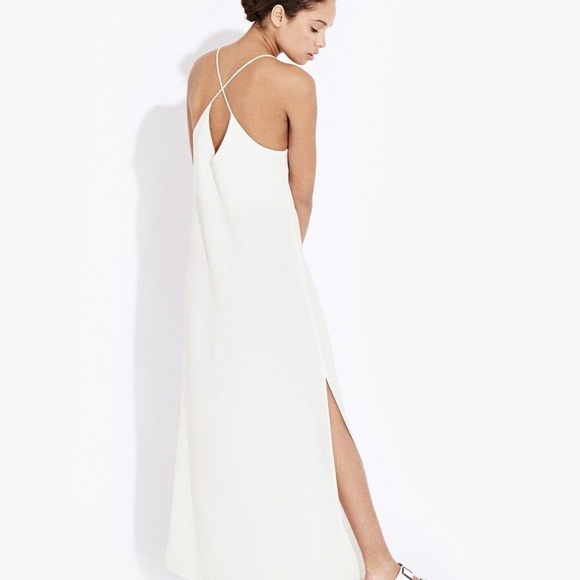 AYR Dresses & Skirts - AYR “the only” white back cross cross strap maxi slit slip dress